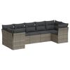 vidaXL 7 pcs conjunto sof&aacute;s p/ jardim c/ almofad&otilde;es vime PE cinzento