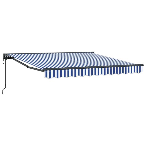 vidaXL Toldo Retr&aacute;til Azul e Branco 350 x 250 cm Poli&eacute;ster e Metal