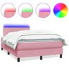 vidaXL Cama box spring c/ colch&atilde;o e LED 120x220 cm veludo rosa