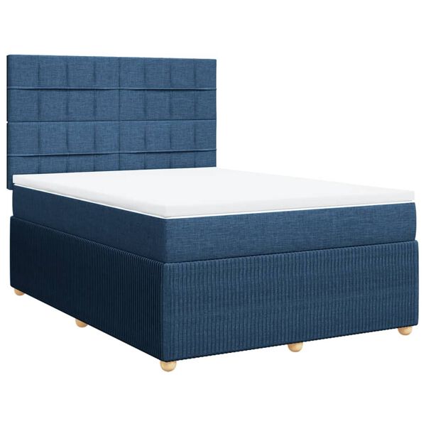 vidaXL Cama com molas/colch&atilde;o 140x190 cm tecido azul