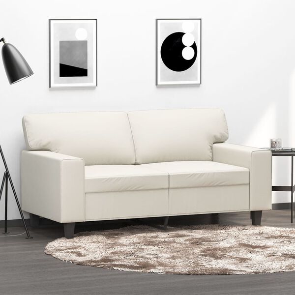 vidaXL Sof&aacute; de 2 lugares 120 cm couro artificial cor creme