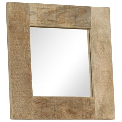 vidaXL Espelho em madeira de mangueira maciça 50x50 cm