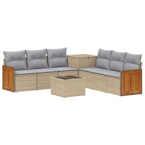 vidaXL Conjunto de Sof&aacute;s 8 unid. Bege e Cinza Claro 55 x 55 x 37 cm