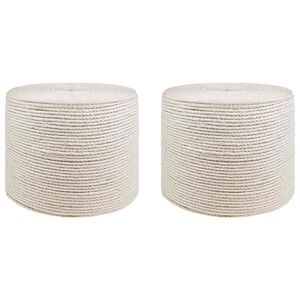 vidaXL Corda de juta 2 unid. 20 mm 100 m Branco 100% juta Tossa