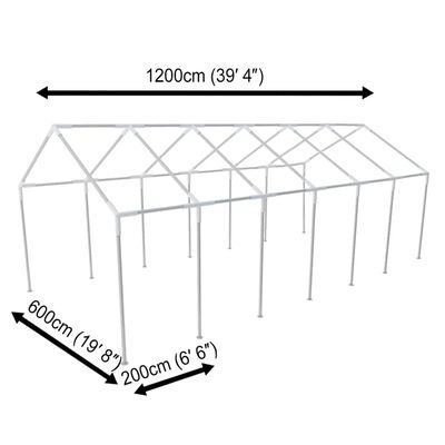 vidaXL Estrutura de aço para tenda de festas 12 x 6 m