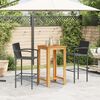 vidaXL 3 pcs conjunto de bar para jardim ac&aacute;cia maci&ccedil;a/vime PE preto