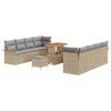 vidaXL Conjunto de Sof&aacute; de Jardim 11 unid. Bege vime PE