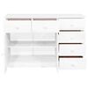 vidaXL Aparador 6 gavetas 113x35x73 cm madeira de pinho maci&ccedil;a branco