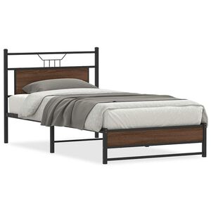 vidaXL Estrutura de cama sem colch&atilde;o 107x203 cm carvalho castanho