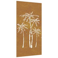 vidaXL Decoração p/ muro de jardim 105x55cm aço corten design palmeira