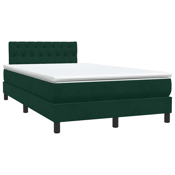 vidaXL Cama com molas/colch&atilde;o 120x220 cm veludo verde-escuro