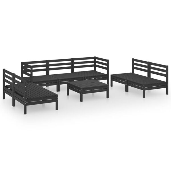 vidaXL 8 pcs conjunto lounge de jardim pinho maci&ccedil;o preto
