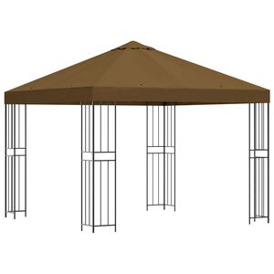 vidaXL Gazebo 3 x 3 m Cinzento-acastanhado Poli&eacute;ster e A&ccedil;o 190 gsm