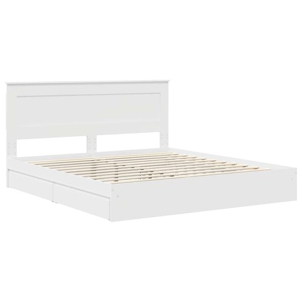 vidaXL Cama com Armazenamento Branco 200 x 200 cm Madeira processada