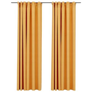 vidaXL Cortinas opacas aspeto linho c/ ganchos 2 pcs 140x245cm amarelo