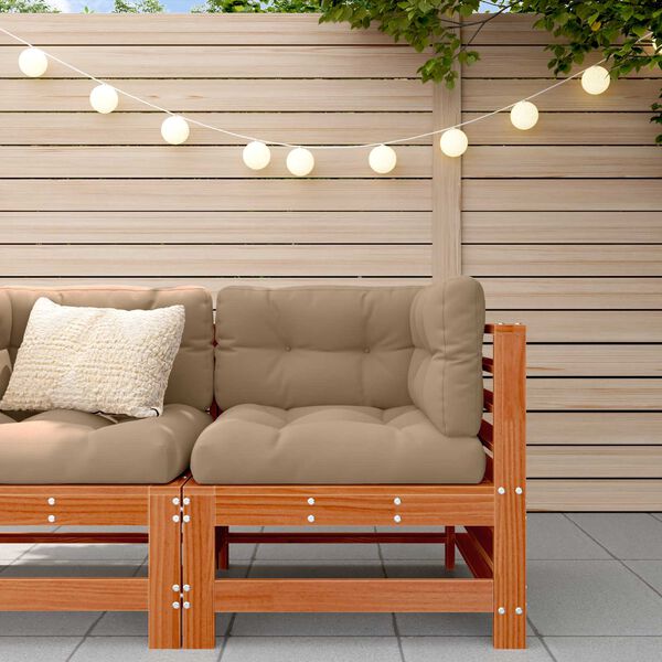 vidaXL Sof&aacute; de Canto para Jardim Madeira de pinho maci&ccedil;o Castanho Cera