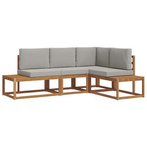 vidaXL Conjunto de Sof&aacute;s para Exterior 4 Pe&ccedil;a Cinza Natural e Claro