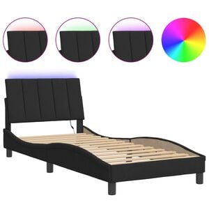 vidaXL Estrutura de cama com LED sem colch&atilde;o Hanko 80x200 cm veludo preto