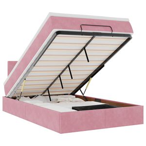 vidaXL Cama otomana com colch&atilde;o & LEDs 120x190cm veludo rosa