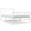 vidaXL Estrutura de cama com cabeceira e p&eacute;s 107x203 cm metal branco