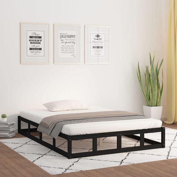 vidaXL Estrutura de cama 120x200 cm madeira maciça preto