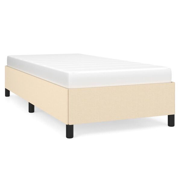 vidaXL Estrutura de cama sem colch&atilde;o 100x200 cm tecido cor creme