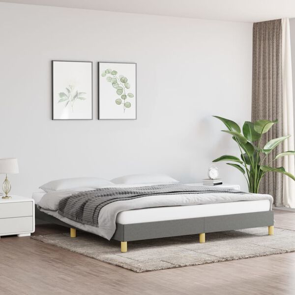 vidaXL Estrutura de cama sem colch&atilde;o 180x200 cm tecido cinzento-escuro