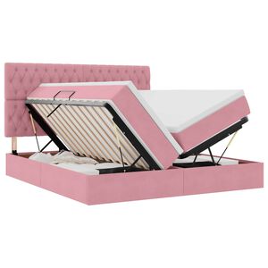 vidaXL Cama com luzes de tira LED Rosa 180 x 200 cm Veludo