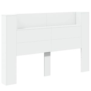 vidaXL Cabeceira com Arm&aacute;rio e LED Branco 160 x 16,5 x 103,5 cm