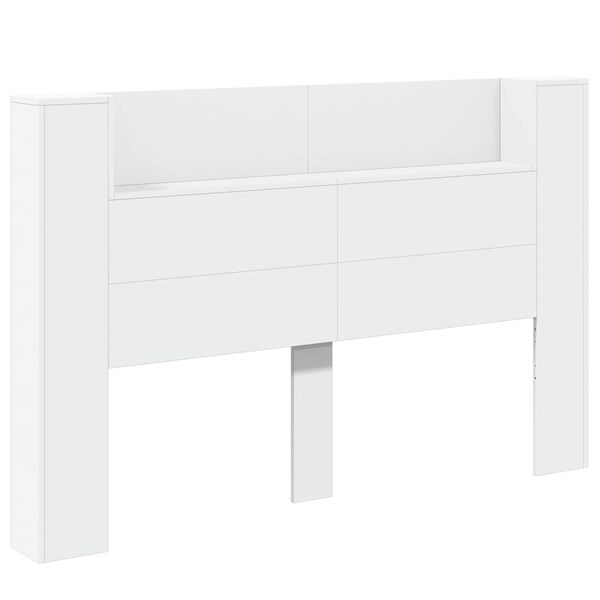 vidaXL Cabeceira com Arm&aacute;rio e LED Branco 160 x 16,5 x 103,5 cm