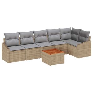 vidaXL Conjunto de Sof&aacute; de Jardim 7 pcs Bege e Cinza Claro vime PE