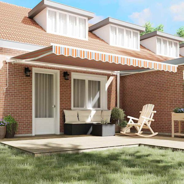 vidaXL Toldo Riscas Manual Multicolor 4,5 &times; 3,5 m Poli&eacute;ster e metal