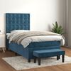vidaXL Cama com molas/colch&atilde;o 90x190 cm veludo azul-escuro