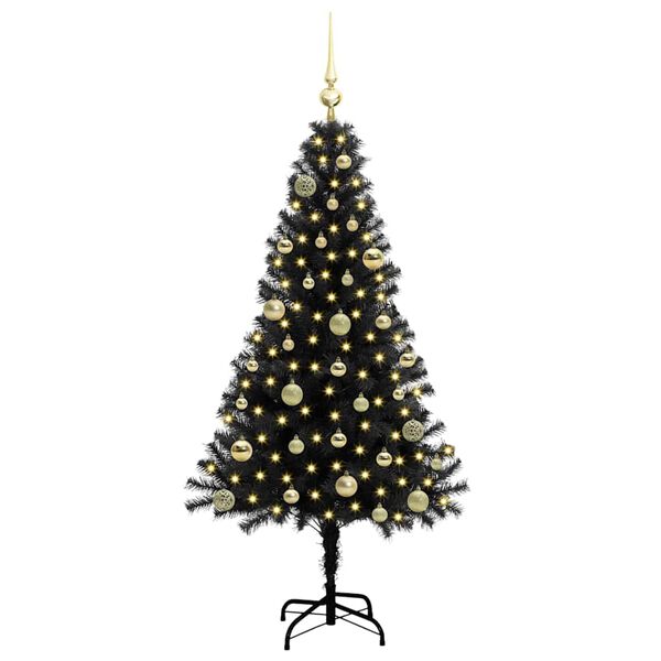 vidaXL &Aacute;rvore de Natal com 150 LEDs com suporte Preto 150 cm PVC