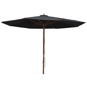 vidaXL Guarda-sol de exterior c/ poste de madeira 350 cm preto