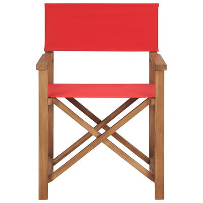 vidaXL Cadeiras de realizador 2 pcs madeira de teca maciça vermelho