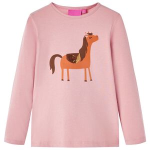 vidaXL T-shirt de manga comprida para crian&ccedil;a rosa-claro 104