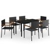 vidaXL 7 pcs conjunto de jantar para jardim preto