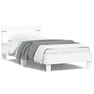 vidaXL Estrutura cama c/ cabeceira 100x200 cm derivados madeira branco