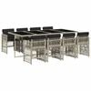 vidaXL 9 pcs conjunto de jantar p/ jardim c/ almofad&otilde;es cinzento claro