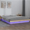 vidaXL Estrutura de cama com luzes LEDs 140x200 cm madeira maci&ccedil;a