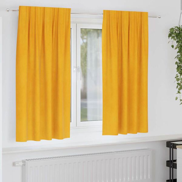 vidaXL Cortinas opacas 2 pcs Amarelo Mostarda 140 x 175 cm Veludo