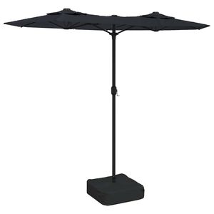 vidaXL Guarda-sol de jardim c/ cabe&ccedil;a dupla/luzes LED 316x145 cm preto