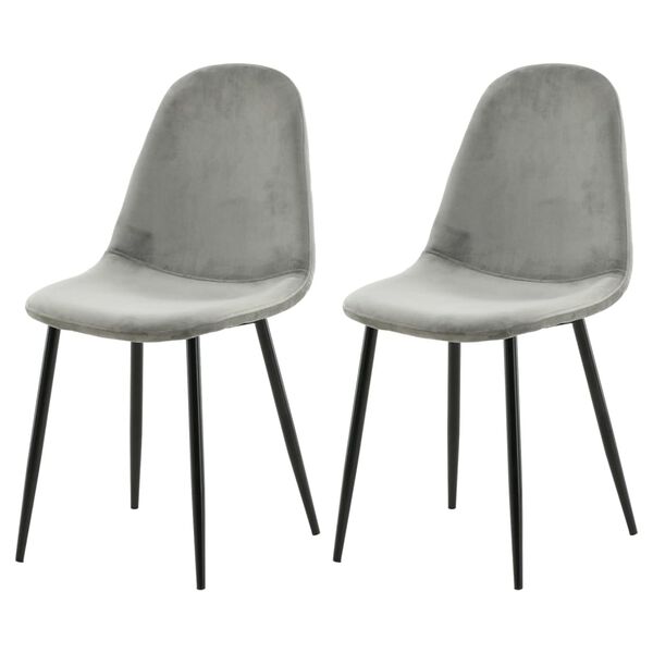 Venture Home Cadeiras de jantar Polar 2 pcs veludo cinzento e preto