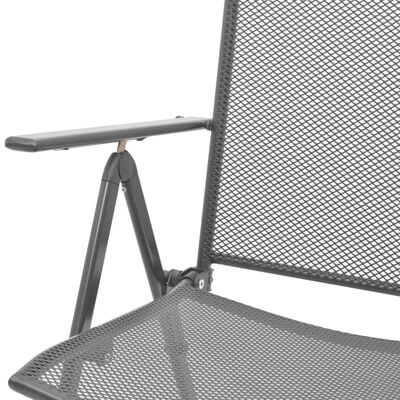 vidaXL 3 pcs conjunto bistrô c/ cadeiras dobráveis aço antracite