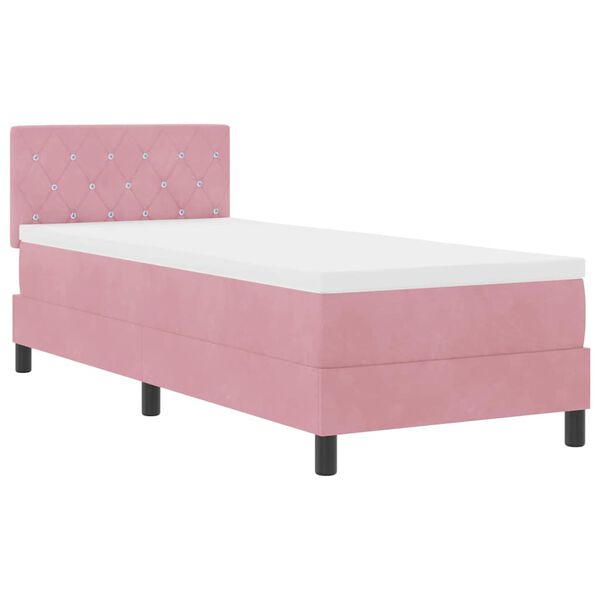 vidaXL Cama Box com colch&atilde;o com cabeceira Rosa 80 x 200 cm Veludo