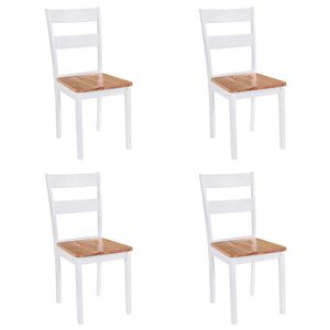 vidaXL Cadeiras de jantar 4 pcs madeira de seringueira maci&ccedil;a branco