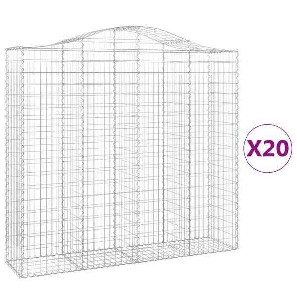 vidaXL Cestos gabi&atilde;o arqueados 20 pcs 200x50x180/200 ferro galvanizado