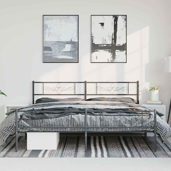 vidaXL Estrutura de cama com cabeceira e pés 193x203 cm metal preto