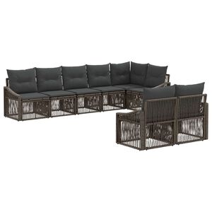 vidaXL Conjunto de Sof&aacute; de Jardim 8 unid. Cinzento vime PE